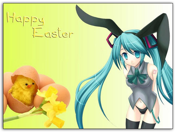 Hatsune Miku Happy Easter Wall Eggs Wallpaper