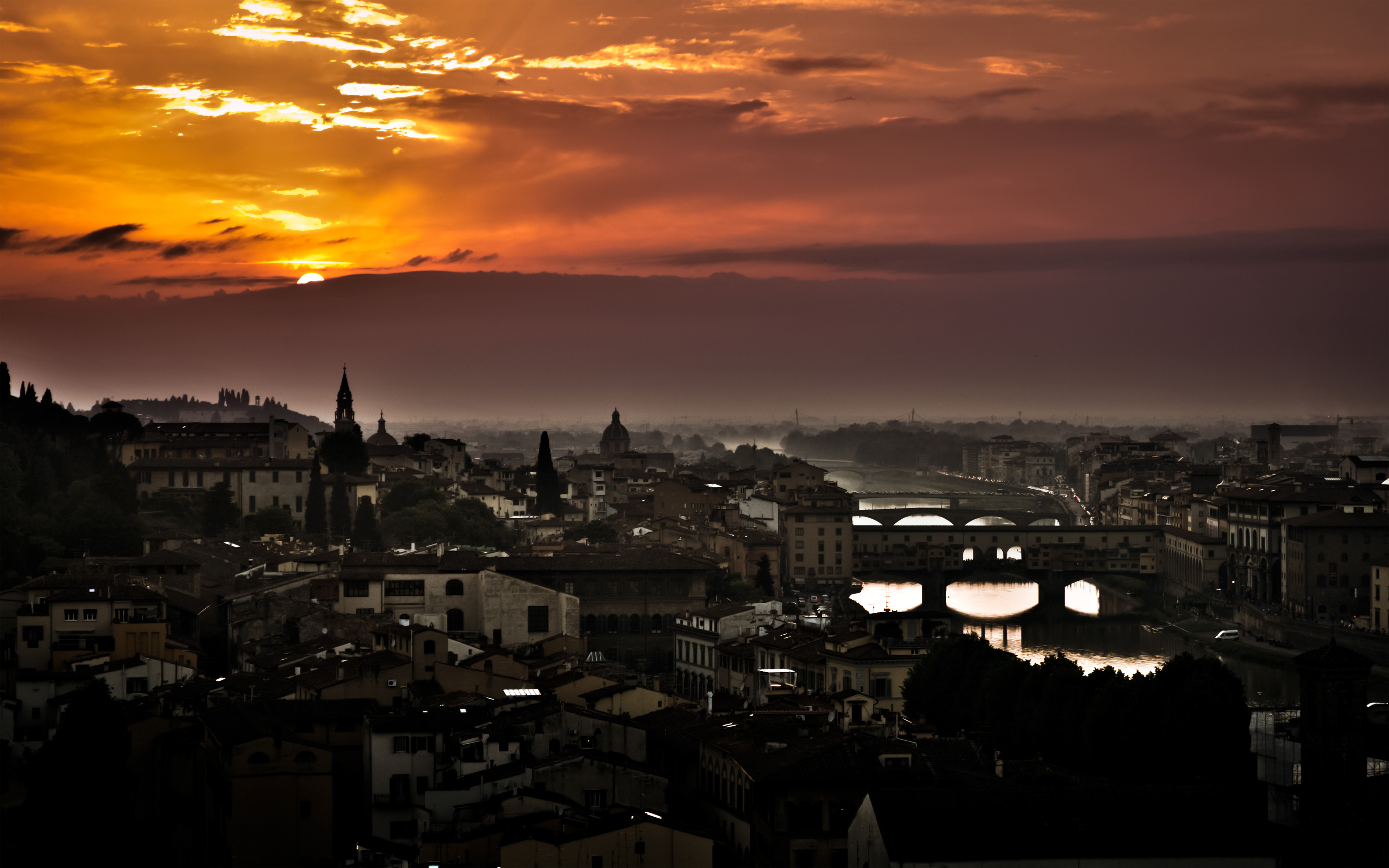 Wallpaper Sunset In Florence Tuscany Italy