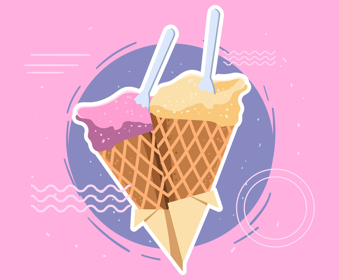 Summer Ice Cream On Pink Background Vector Art Graphics