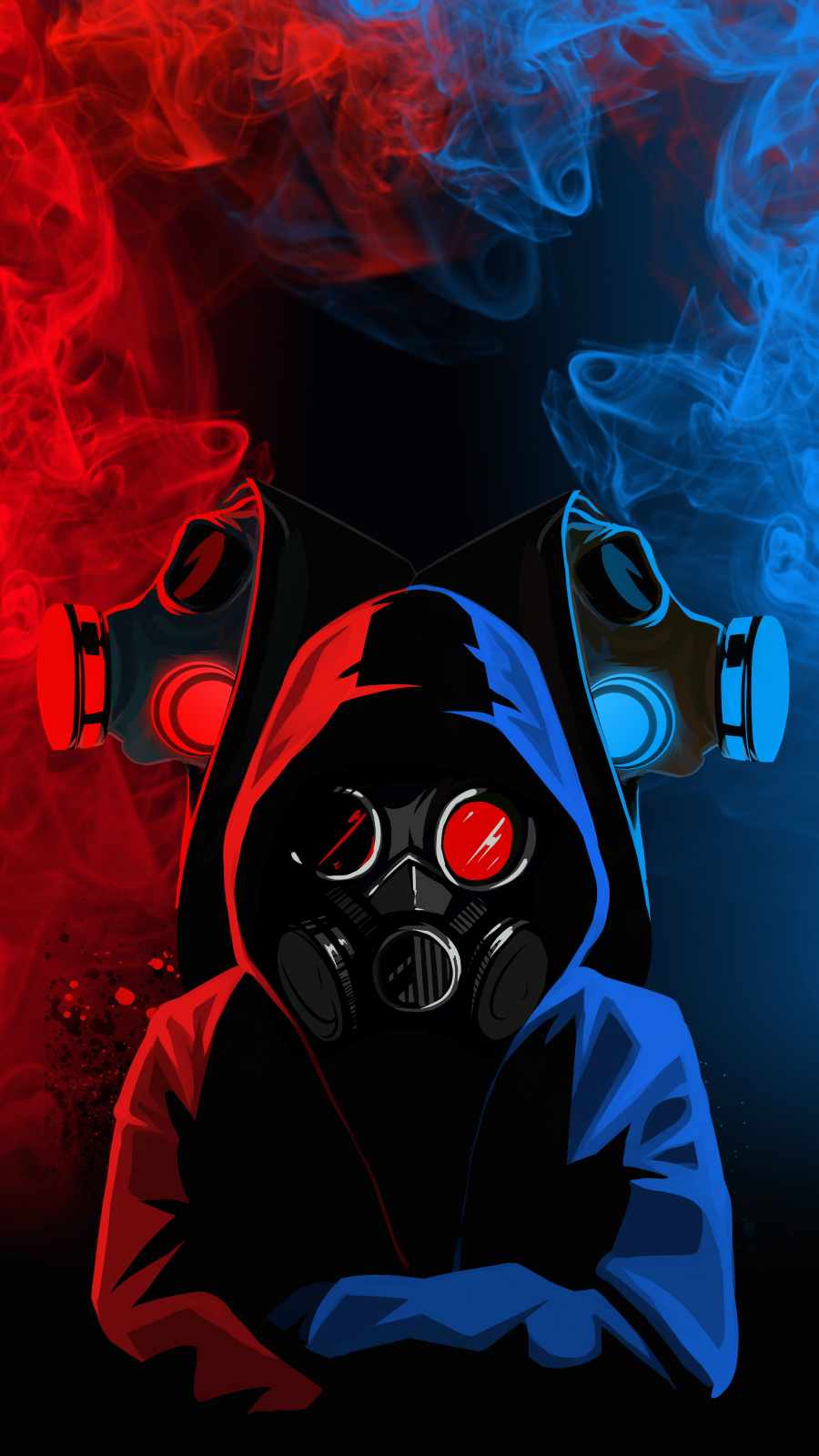Hoodie Gas Mask People iPhone Wallpaper