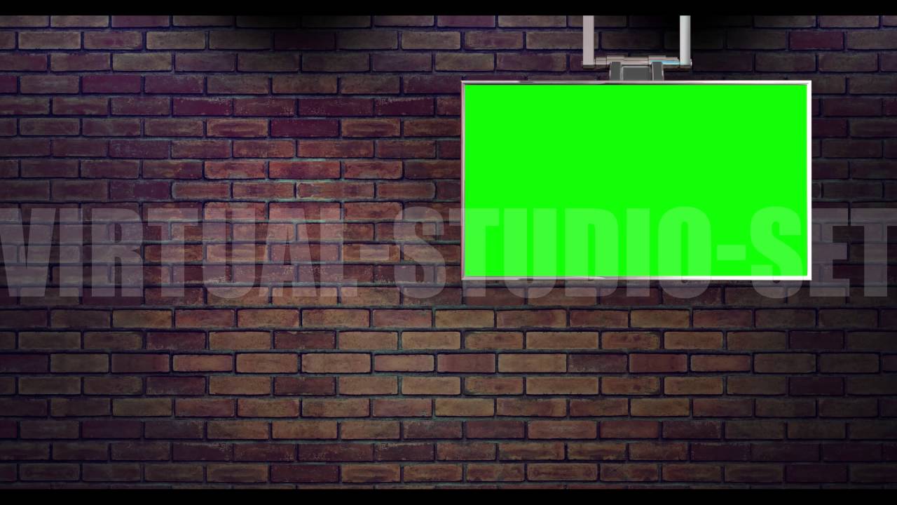 Brick Video Presenter Background With Right HD Animated Monitor