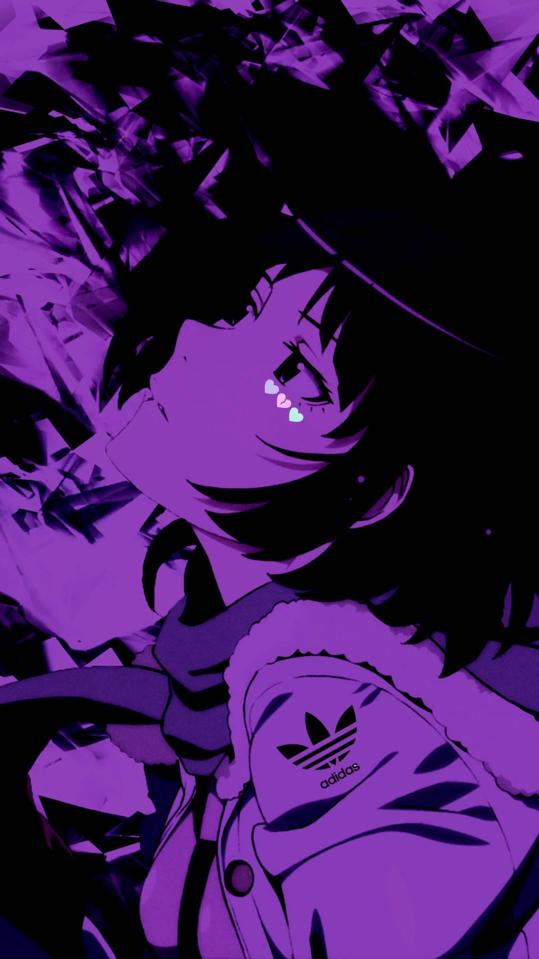 Download Hitagi Senjougahara Purple Anime Aesthetic Wallpaper