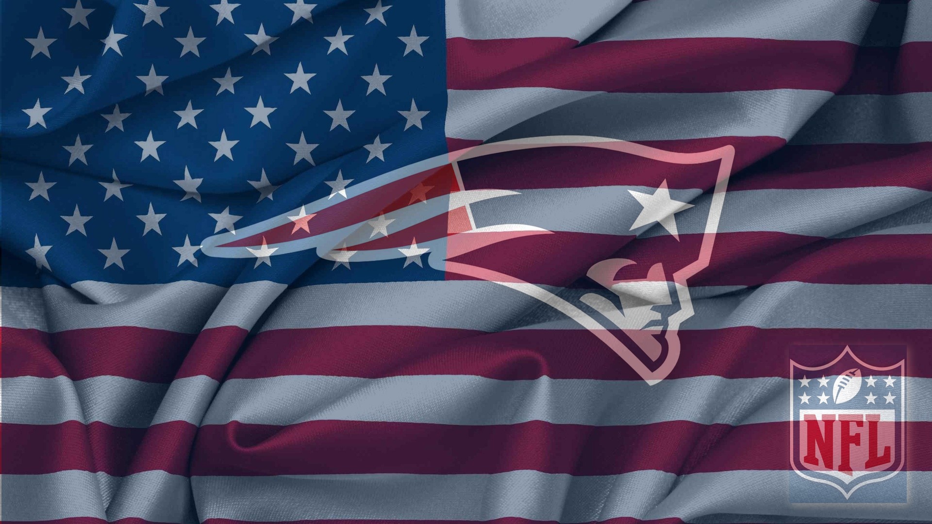 New England Patriots Logo With NFL Logo On USA Flag Wavy Canvas