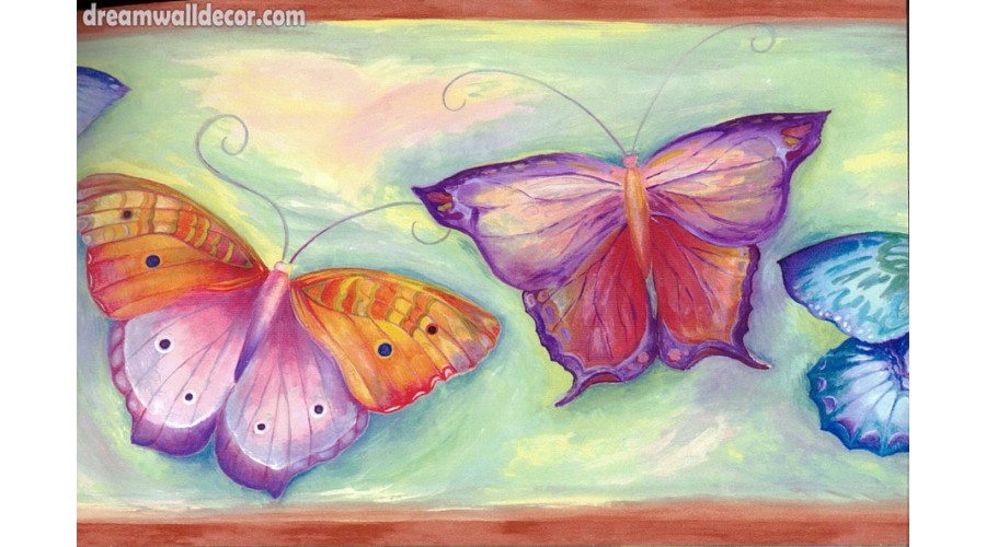 Home Blue Violet Butterflies Wallpaper Border
