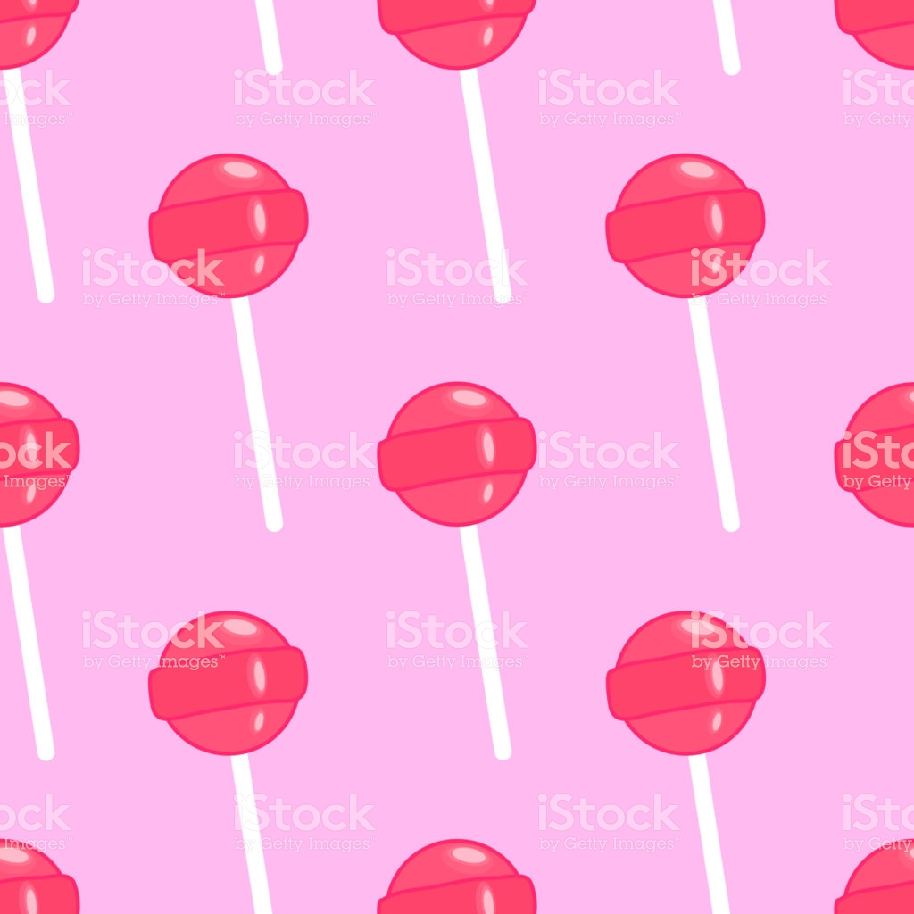 Seamless Pattern With Red Lollipops Isolated On Pink Background