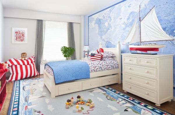Along With The Map Murals And Wallpaper To Attain Nautical Look