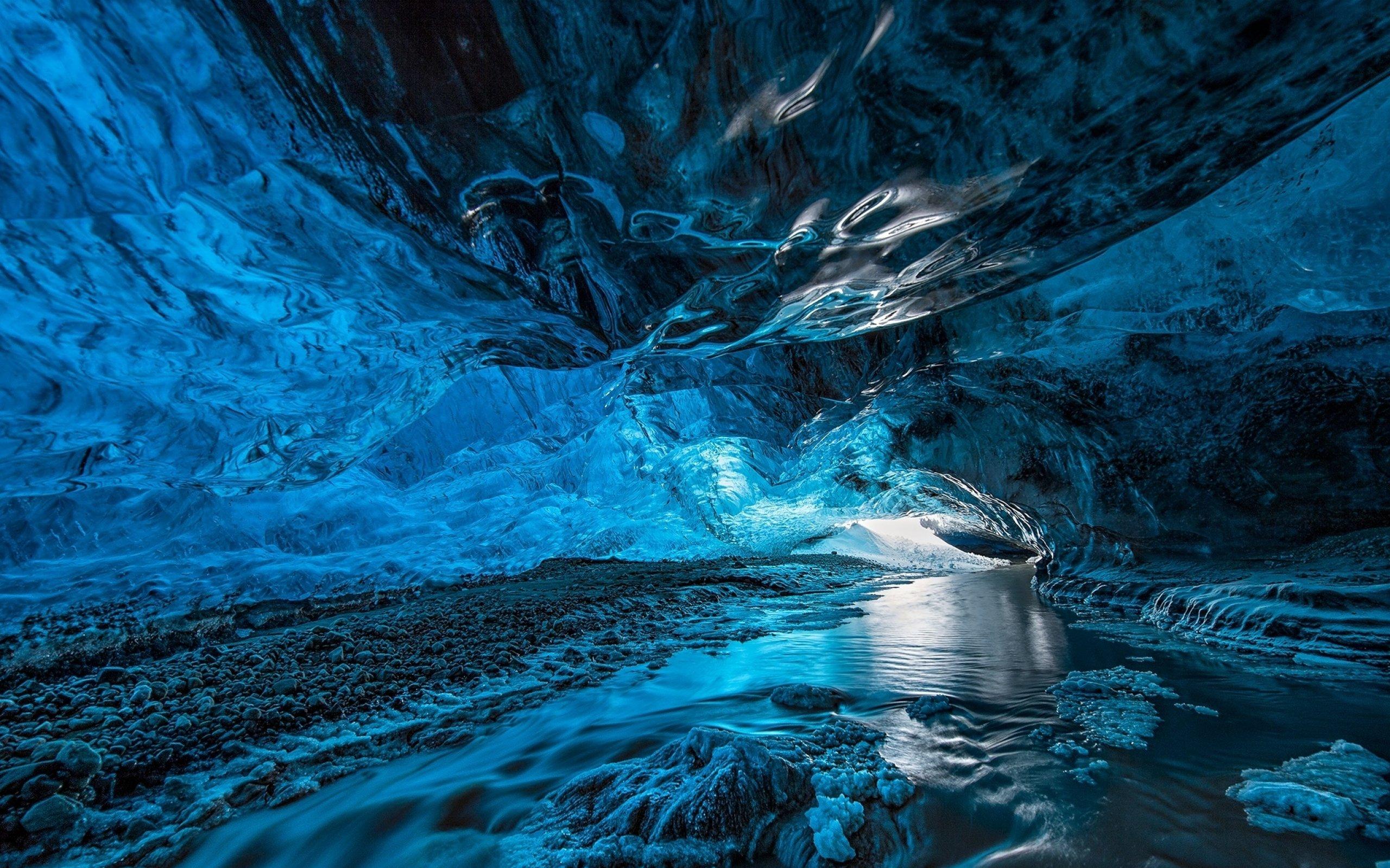Ice Cave Winter River Wallpaper