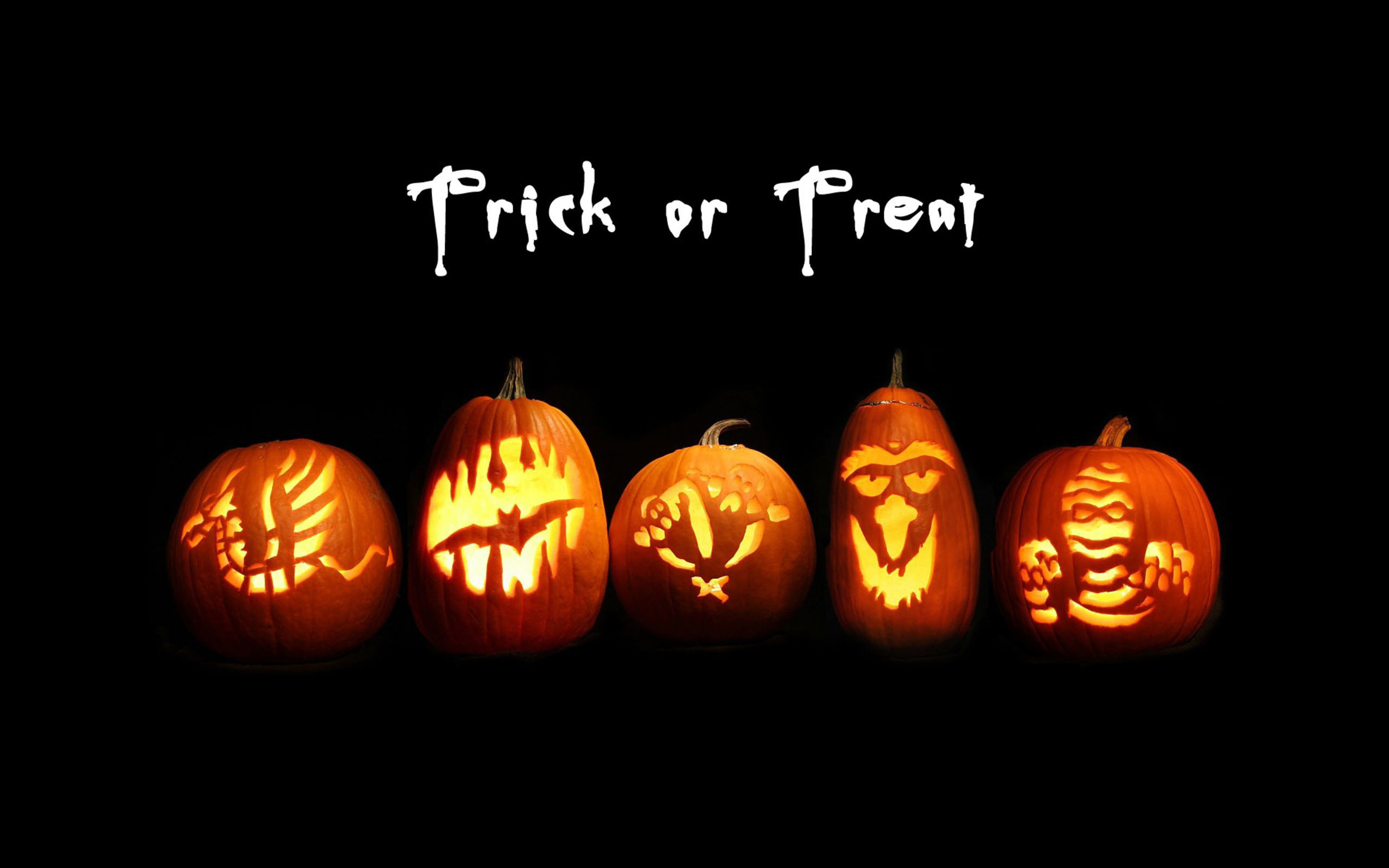 Trick Or Treat Cute Pumpkins Lanterns Halloween Wallpaper