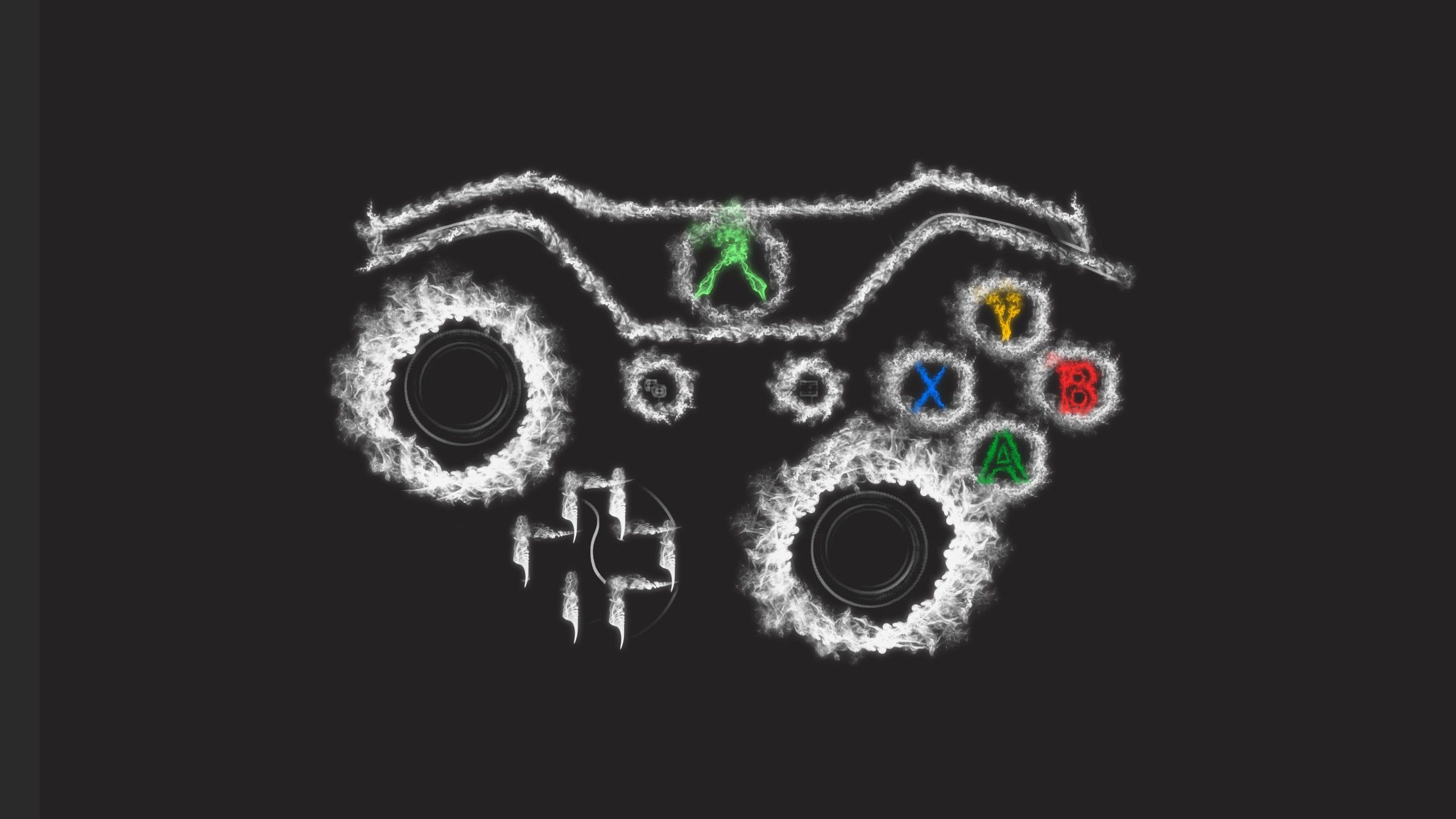 Abstract white smoke Xbox controller on a black background