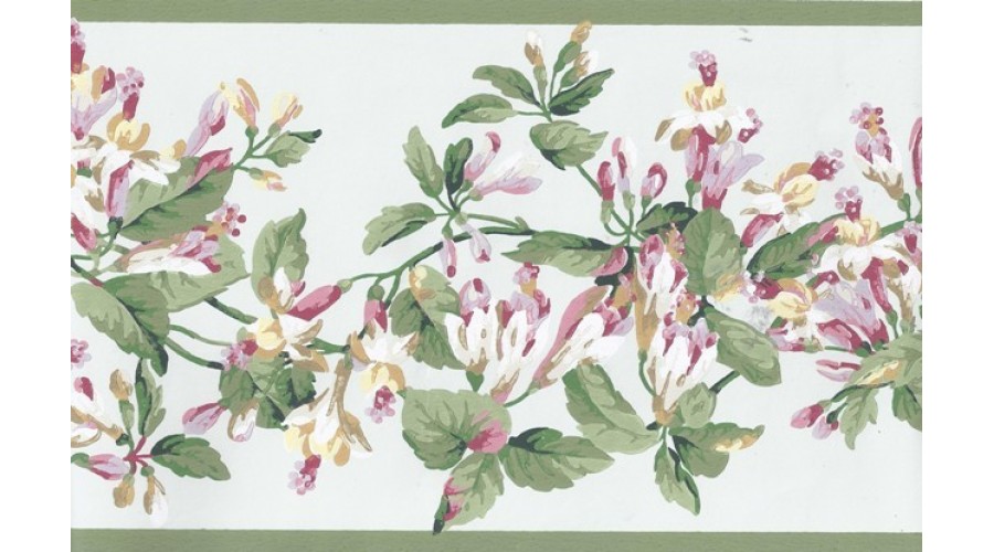 home green peach painted floral wallpaper border   Quotekocom