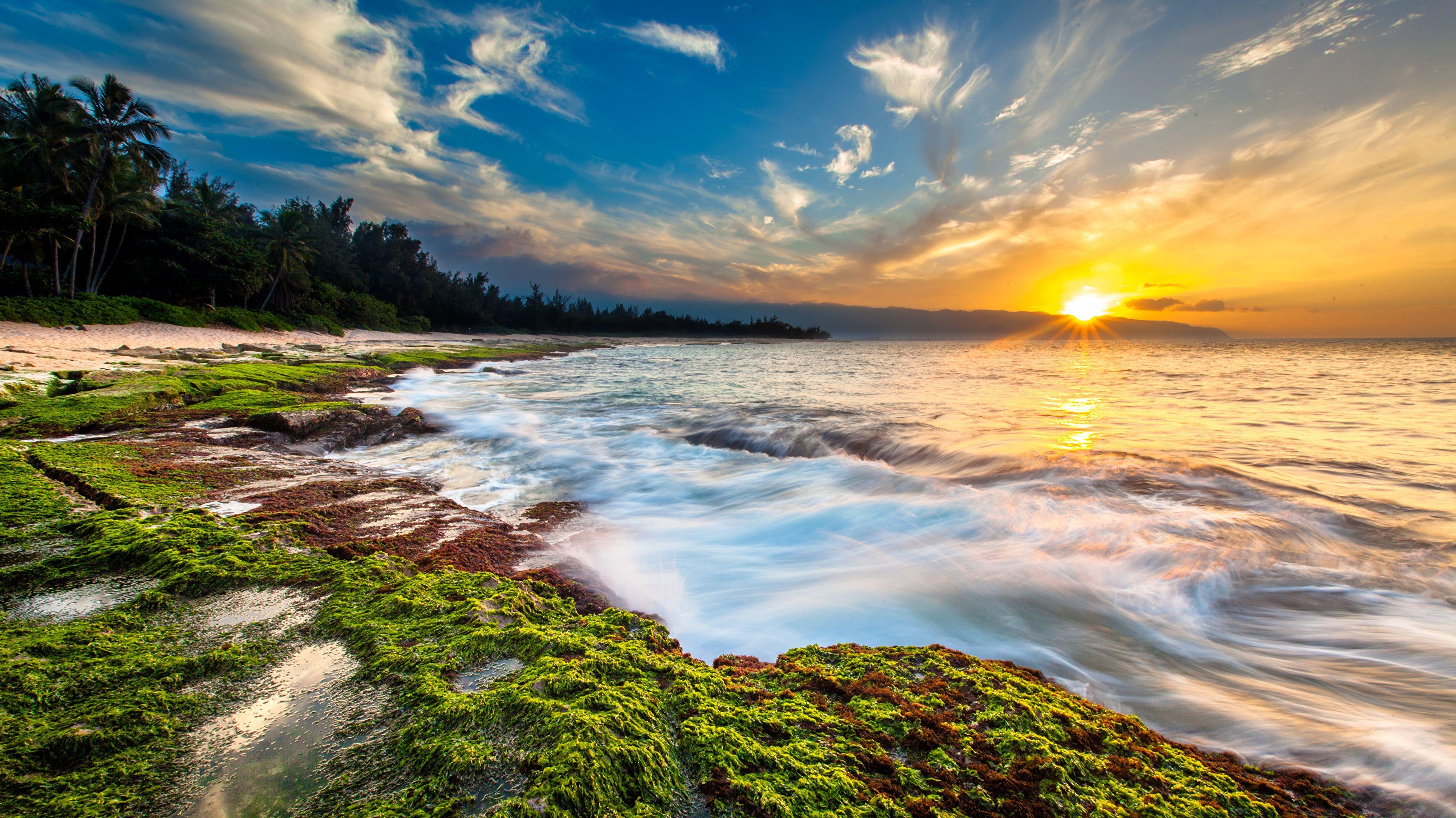 Sunset Over Maui Beach Dawn In Hawaii 4k Ultra HD Wallpaper For