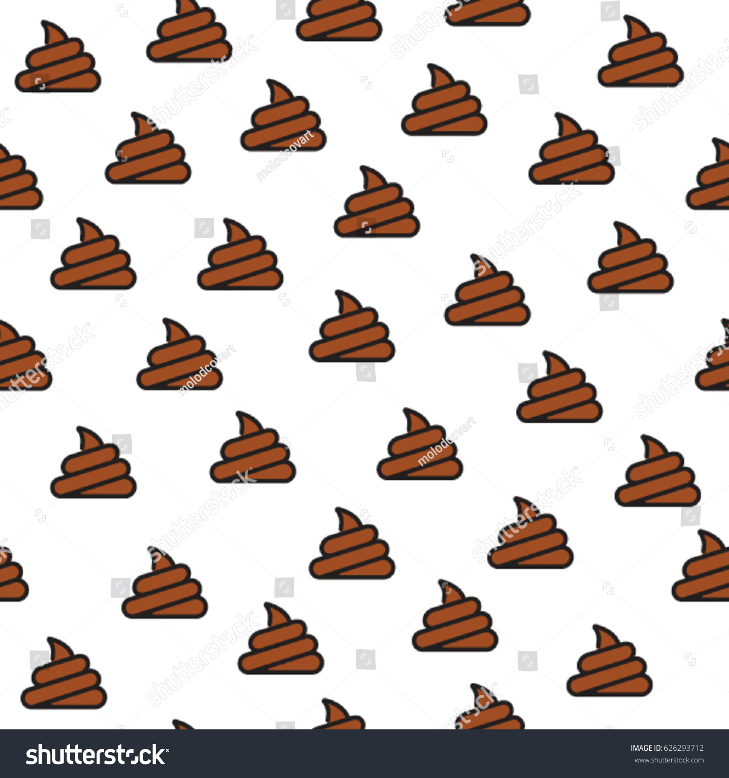 Poo Seamless Pattern Shit Vector Background Stock Royalty