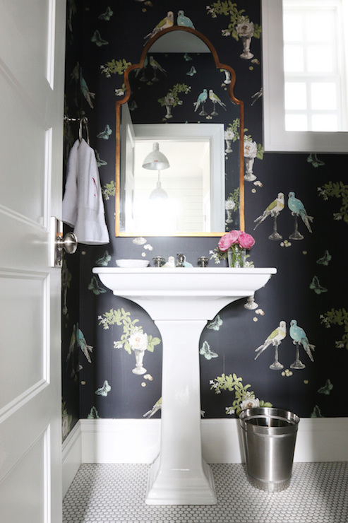Walls Clad In Nina Campbell Perroquet Wallpaper Lined With A Wisteria