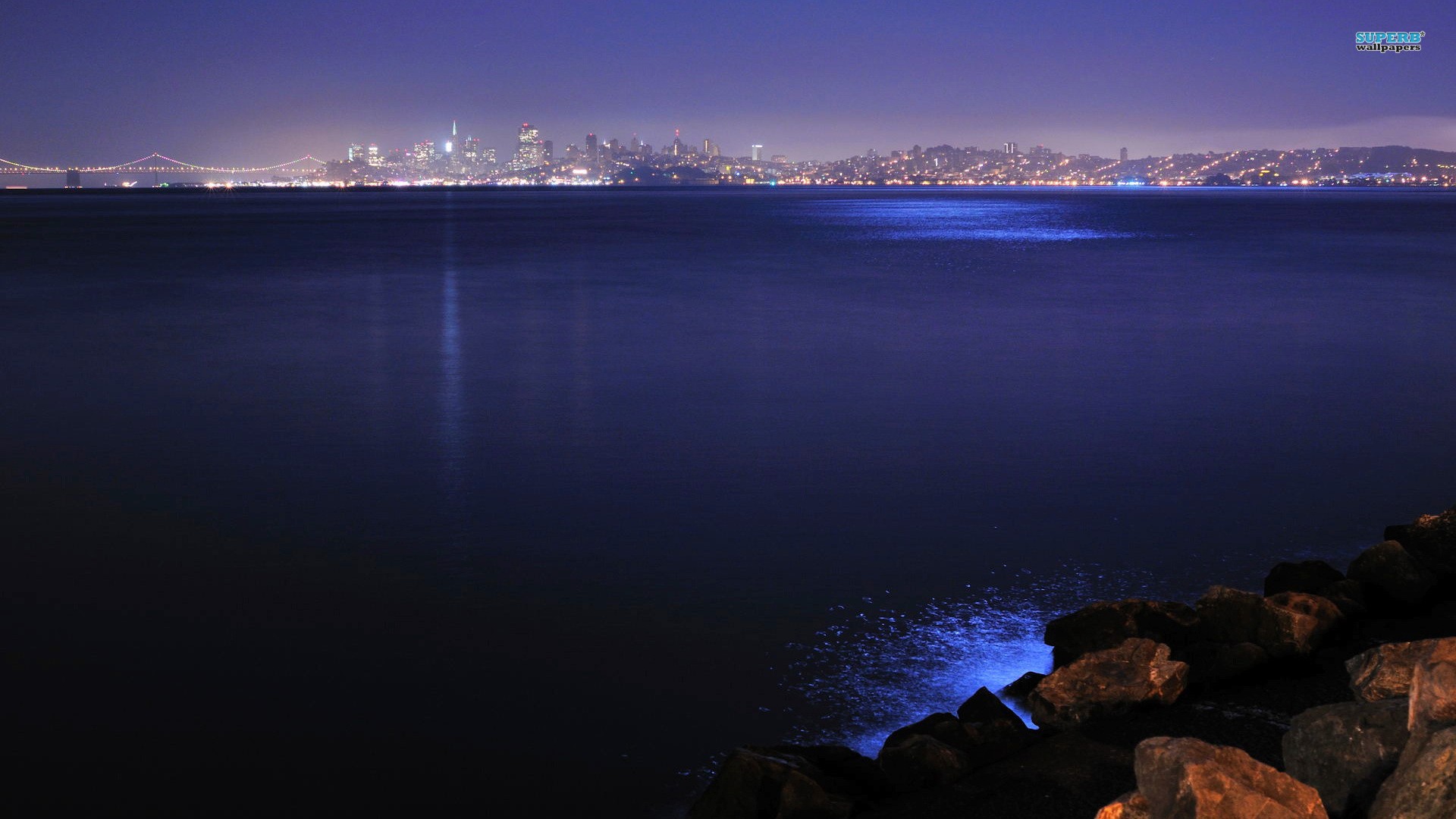 San Francisco Bay Franciscio Bah A En La Noche Wallpaper