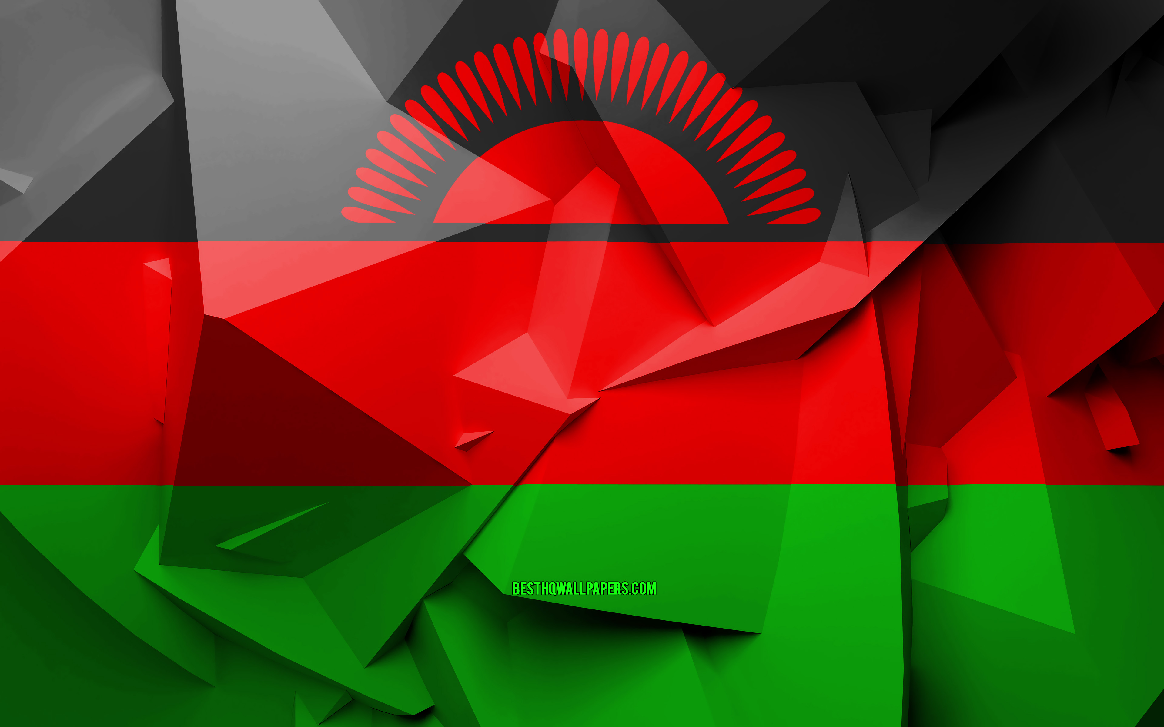 Wallpaper 4k Flag Of Malawi Geometric Art African
