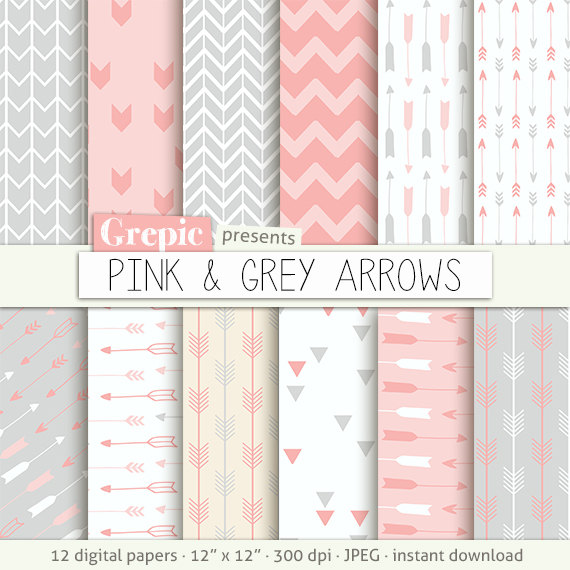 Pink Grey Arrows Background With Gray Arrow Patterns
