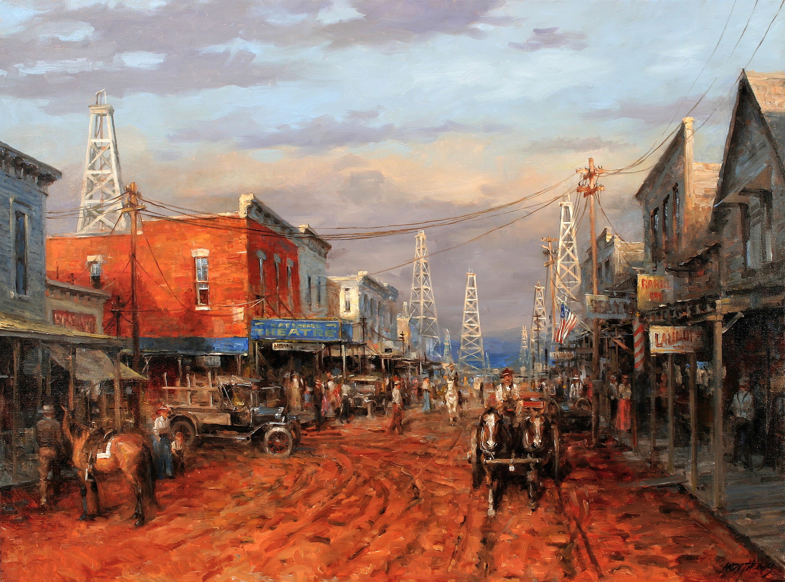 Paintings Old Wallpaper Cowboy Town Boom