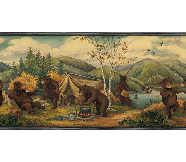 Blue Mountain Bears Wallpaper Border