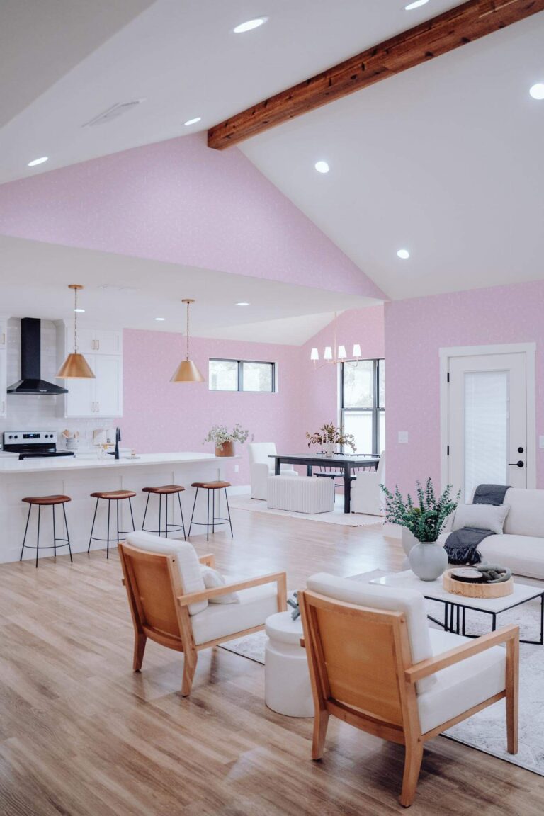 Pink Beauty Salon Removable Wallpaper In Contemporary Style Living Room And Kitchen