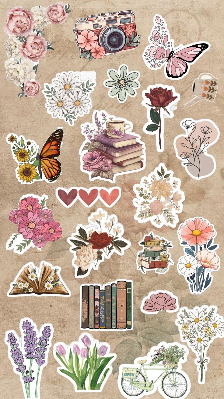Cute Vintage Flower Book Wallpaper
