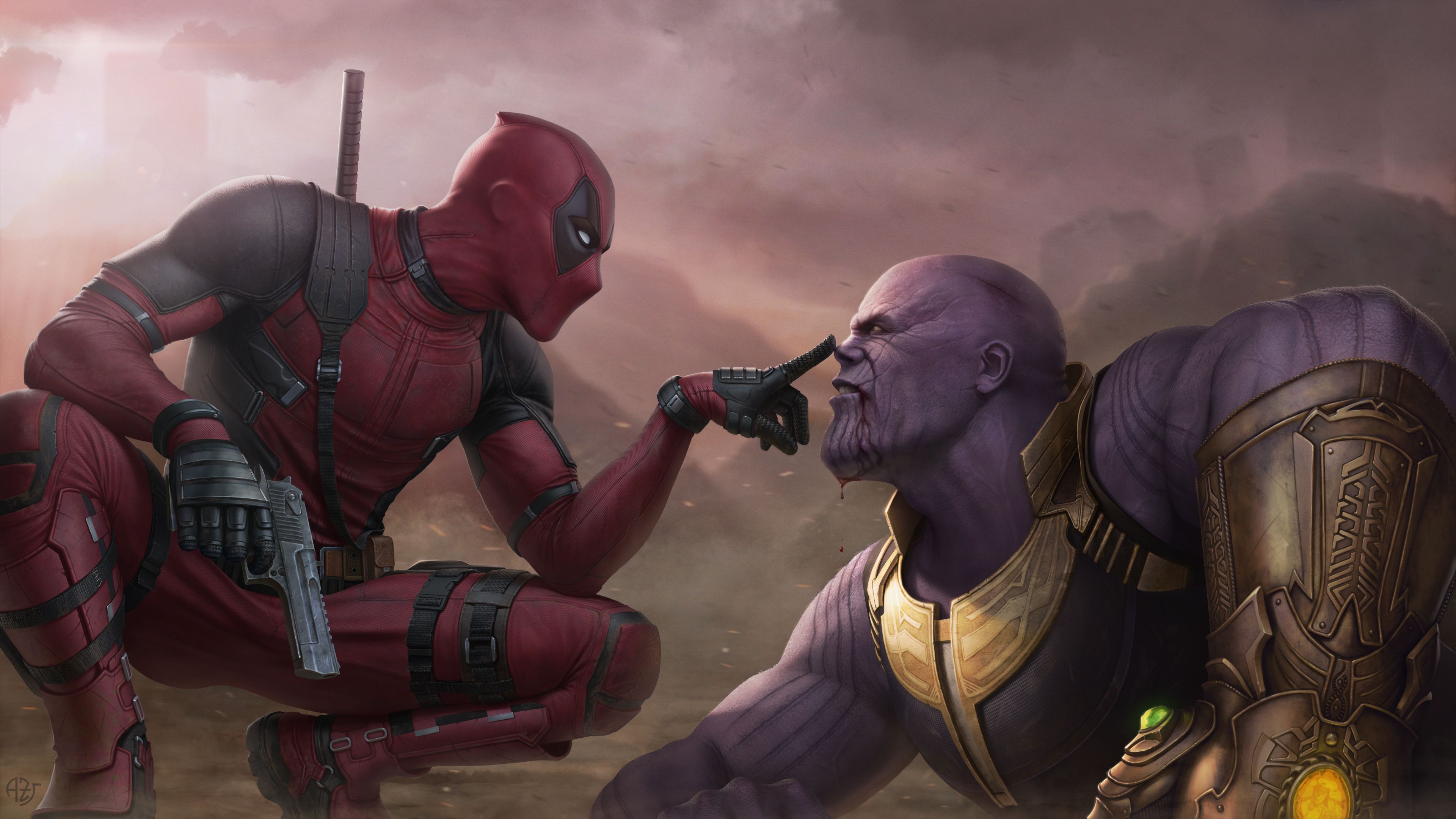 Deadpool Vs Thanos 4k Wallpaper Supervillain