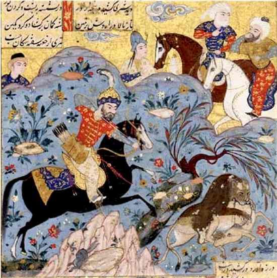 Hunting Scene Probably Shiraz Circa Ad Gouache Heightened With