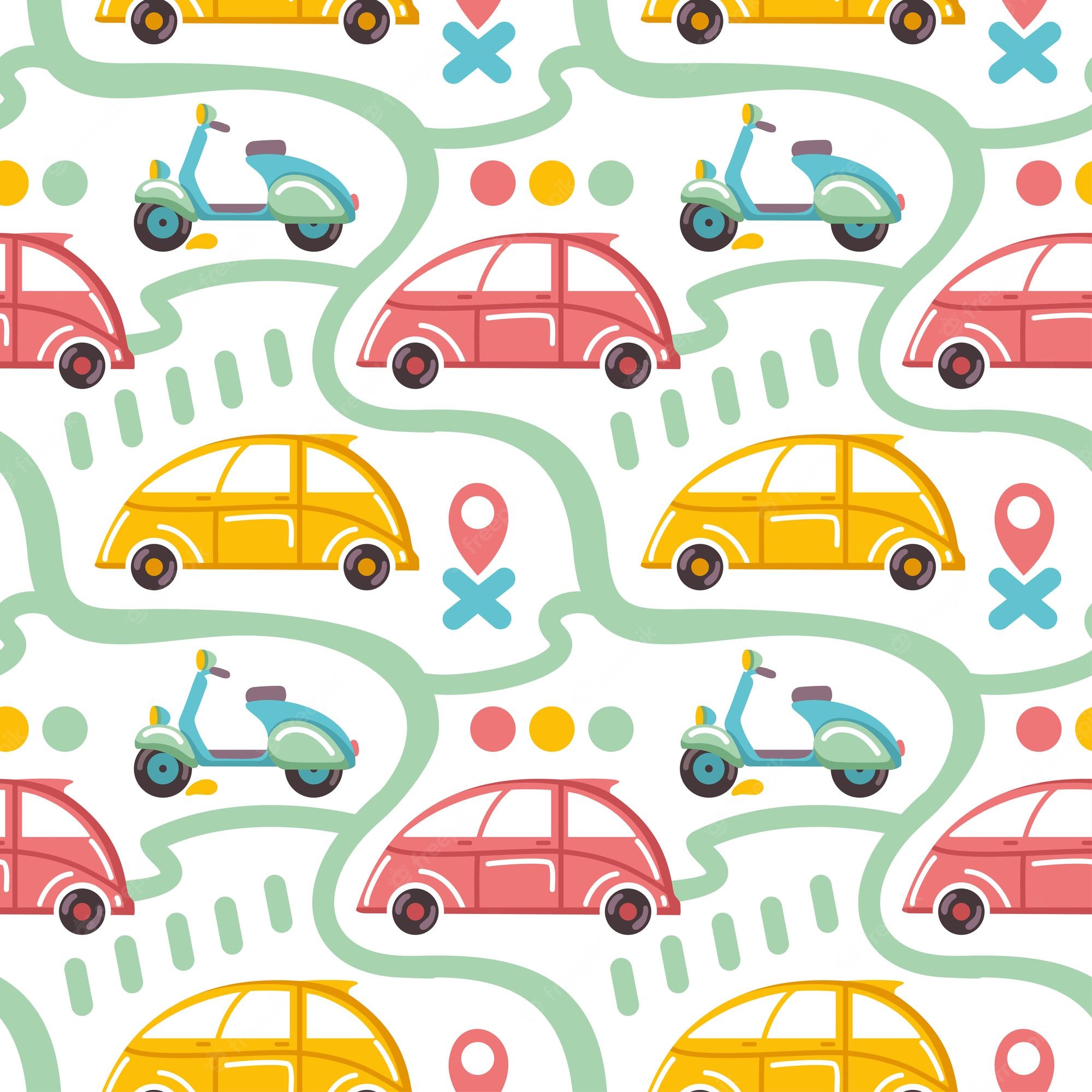 Premium Vector Cars And Motorbike Moving On The City Kids Print