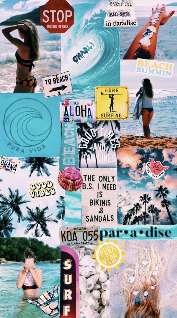 Surf Vibes Collage Surfing Wallpaper iPhone