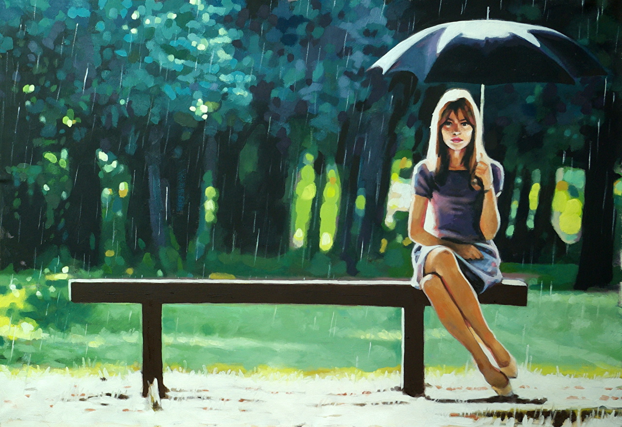 Wallpaper Thomas Saliot Right As Rain Girls Bench Parasol Pictorial
