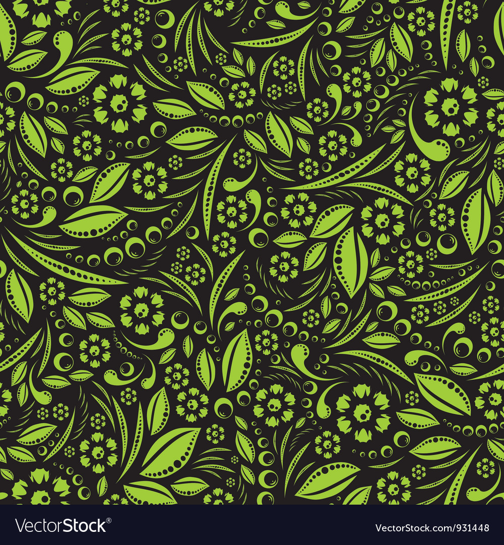 Seamless Wallpaper Green Vegetation Repeating Vector Image