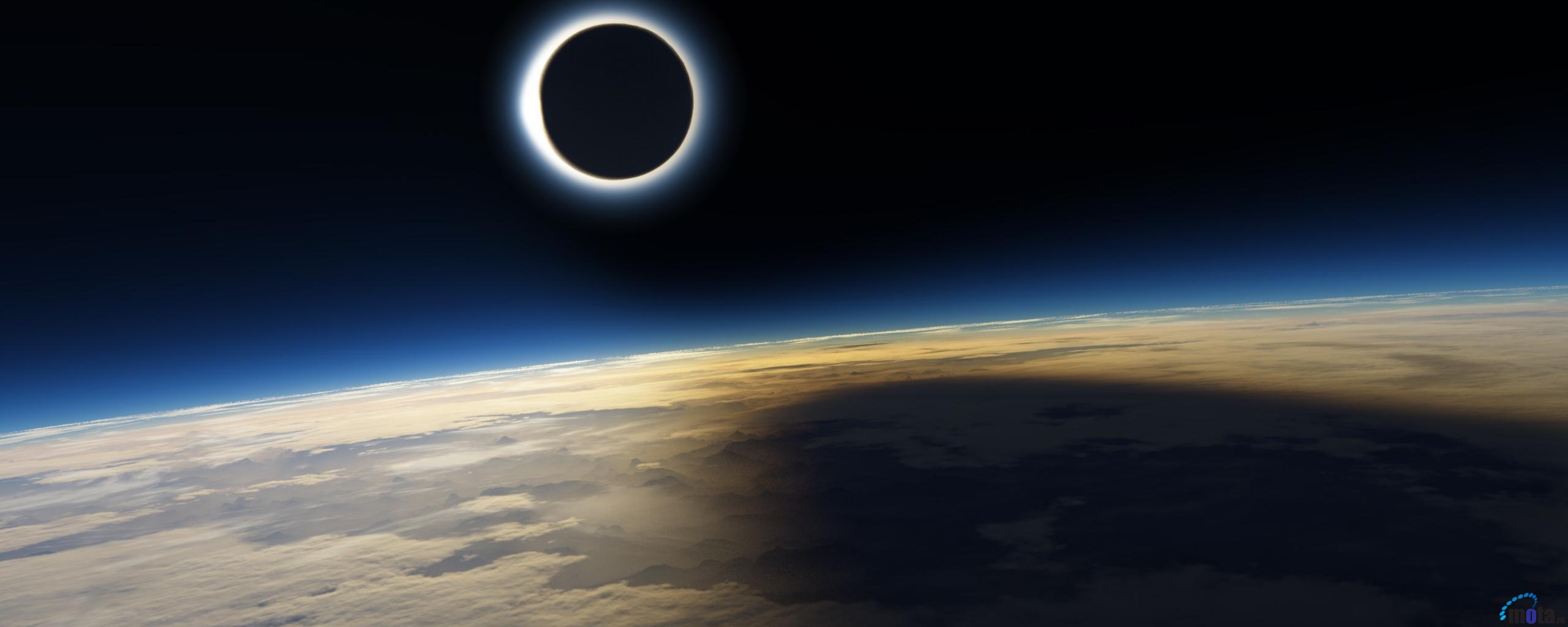 Wallpaper Solar Eclipse From Space X Dual Monitor Desktop