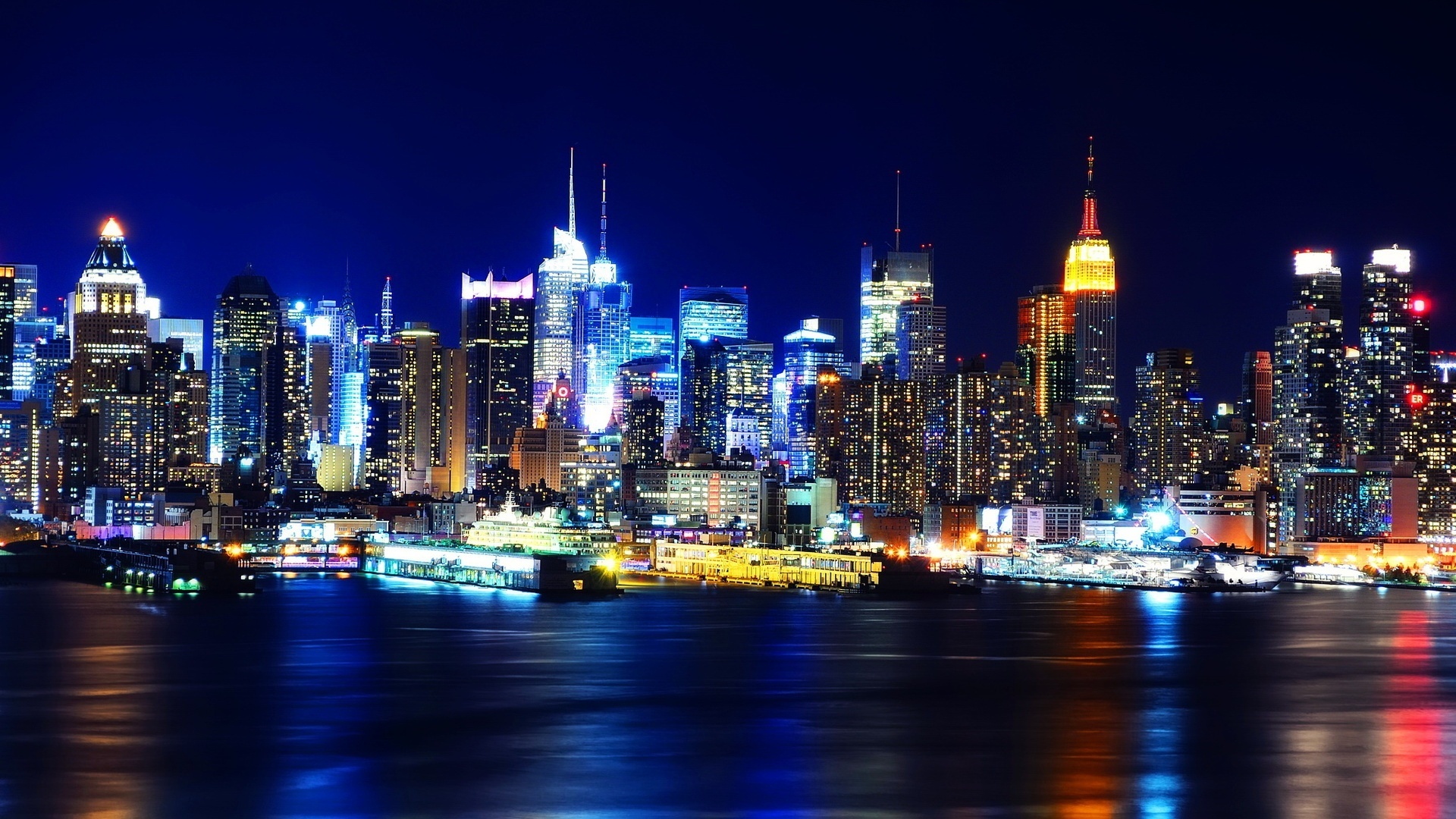 New York City At Night Wallpaper HD Background