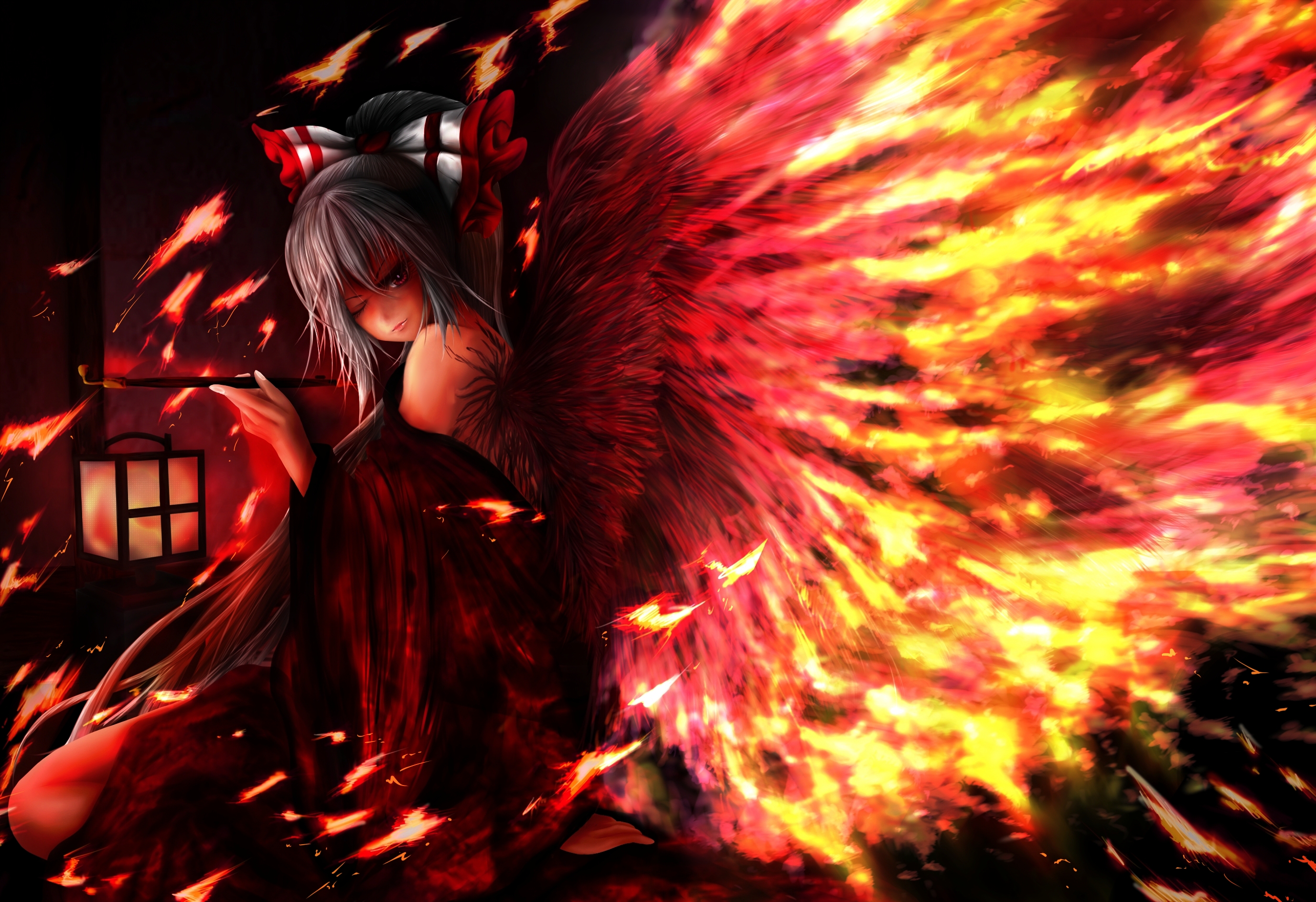 Art Angels Fire Wings Girl Gothic Dark Horror Wallpaper Background