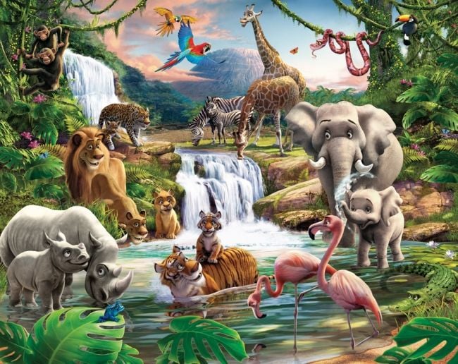 Jungle animal wallpaper mural by Walltastic