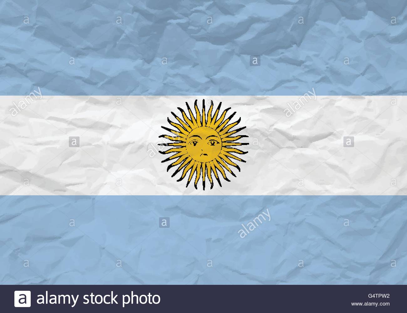Argentina Flag Crumpled Paper Textured Background Vector Stock