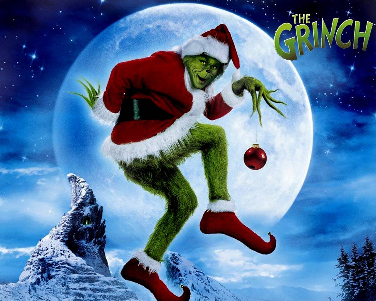 The Grinch Santa With Snowflake In Dark Background HD The Grinch Wallpapers   HD Wallpapers  ID 51387