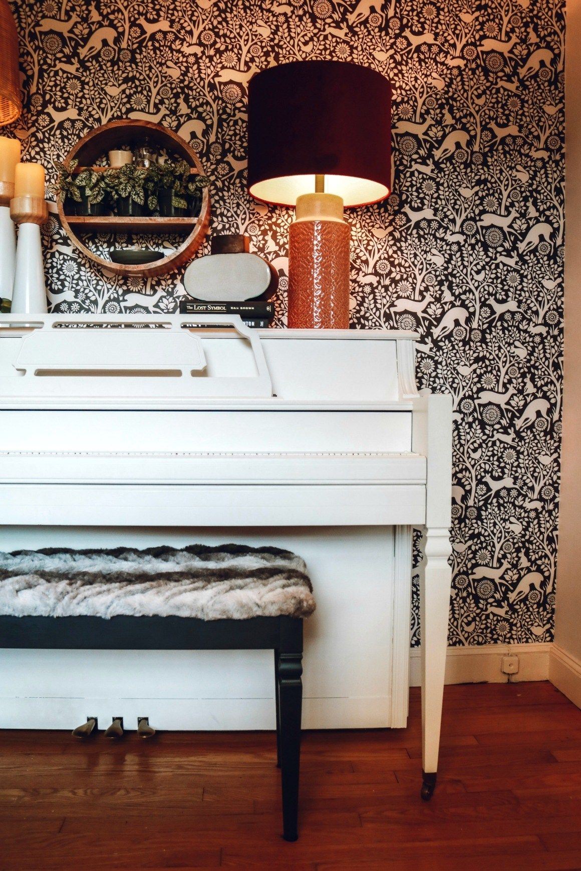 Painted Piano And Wallpaper Accent Wall Make A Statement
