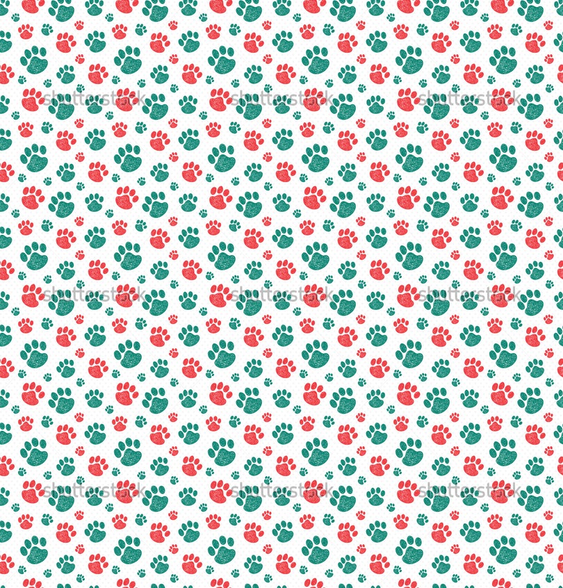 Pattern With Colorful Hand Drawn Doodle Paw Prints Used For Wallpaper