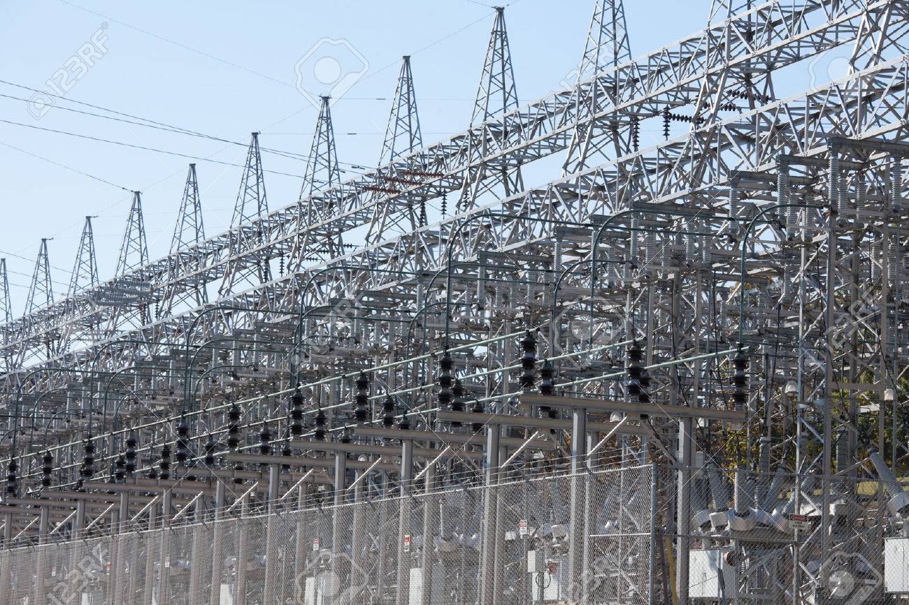 High Voltage Transformer Station Serving The Electric Power Grid