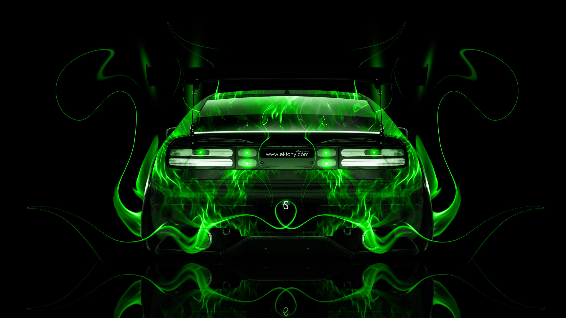 Nissan 300zx Jdm Back Green Fire Abstract Car HD Wallpaper