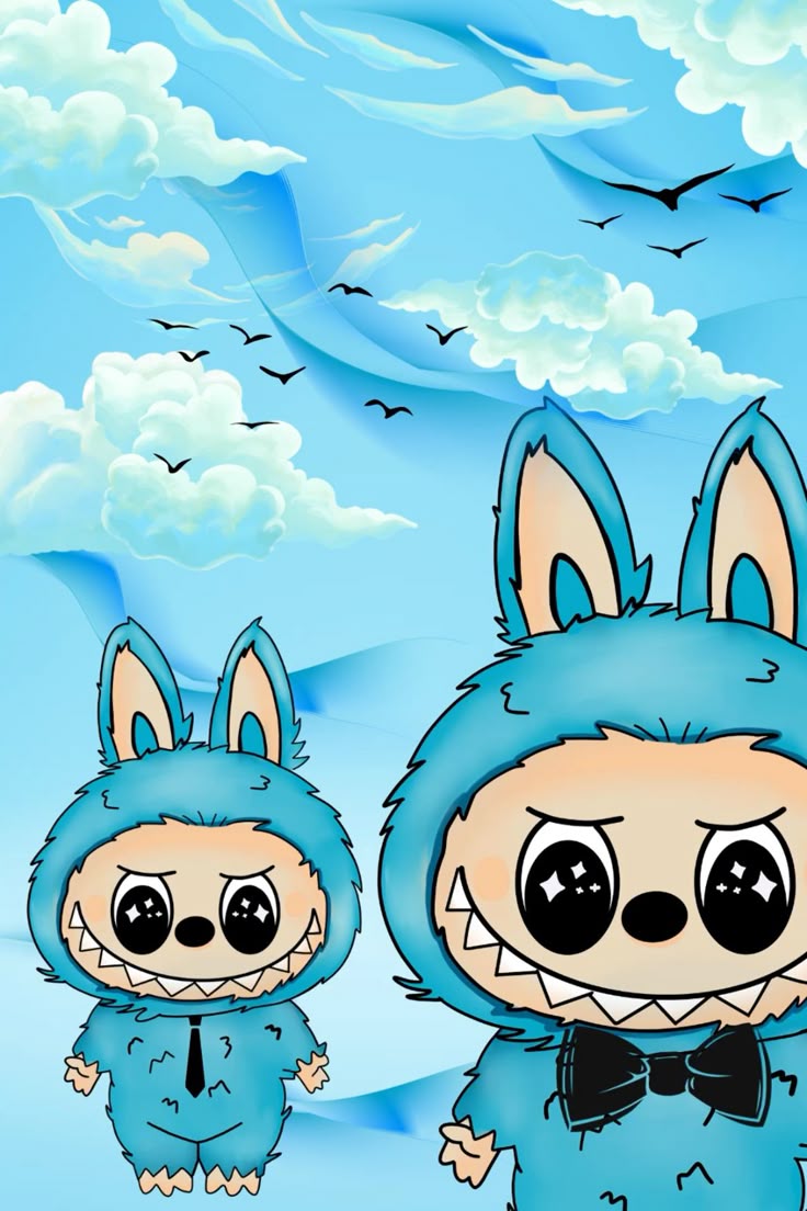 Cute Blue Labubu Wallpaper