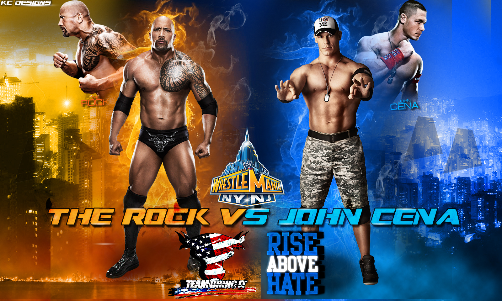 Wrestlemania The Rock Vs John Cena Wallpaper By Kcwallpaper On