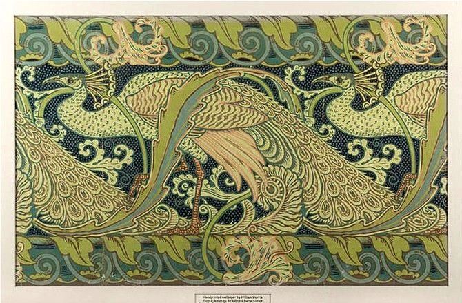 Wallpaper Borders Printing Photos Art Nouveau Peacock