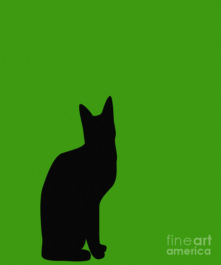 Black Cat On Lime Green Background by Barbara Griffin
