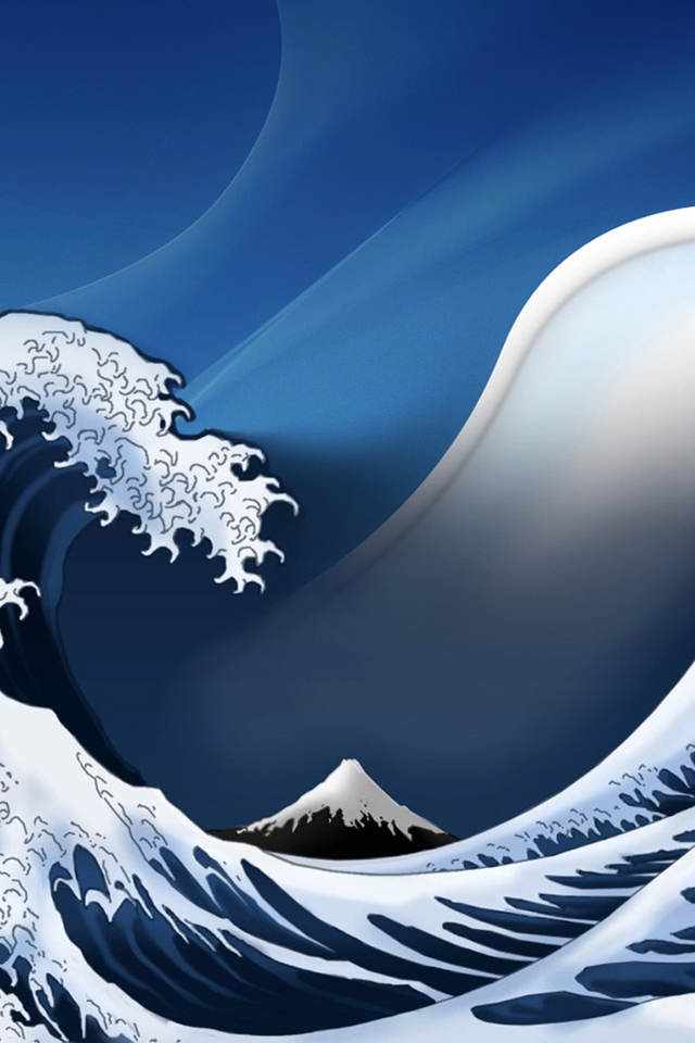 Ocean Waves Illustration iPhone Wallpaper