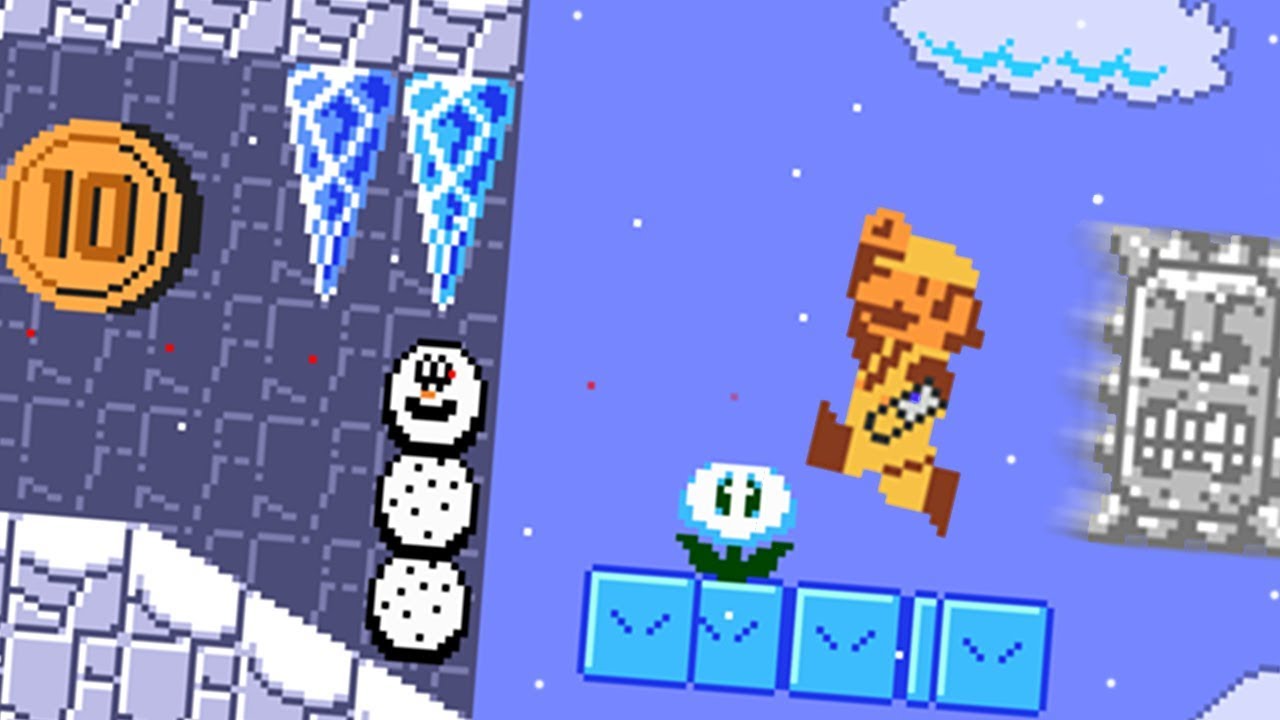 Mari0 Mario Maker Style Snow Level V12