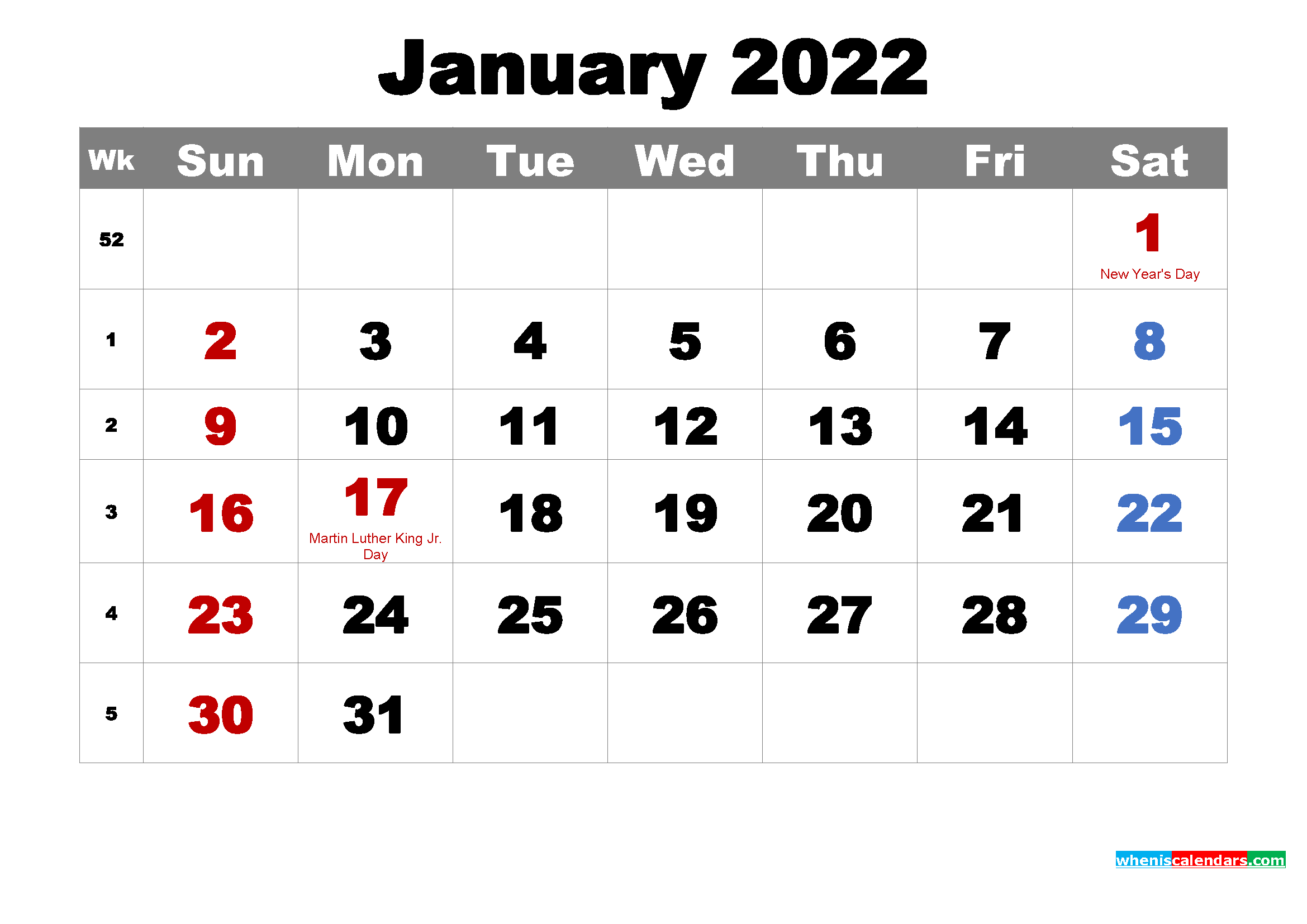  Printable January 2022 Calendar Wallpaper 2339x1654