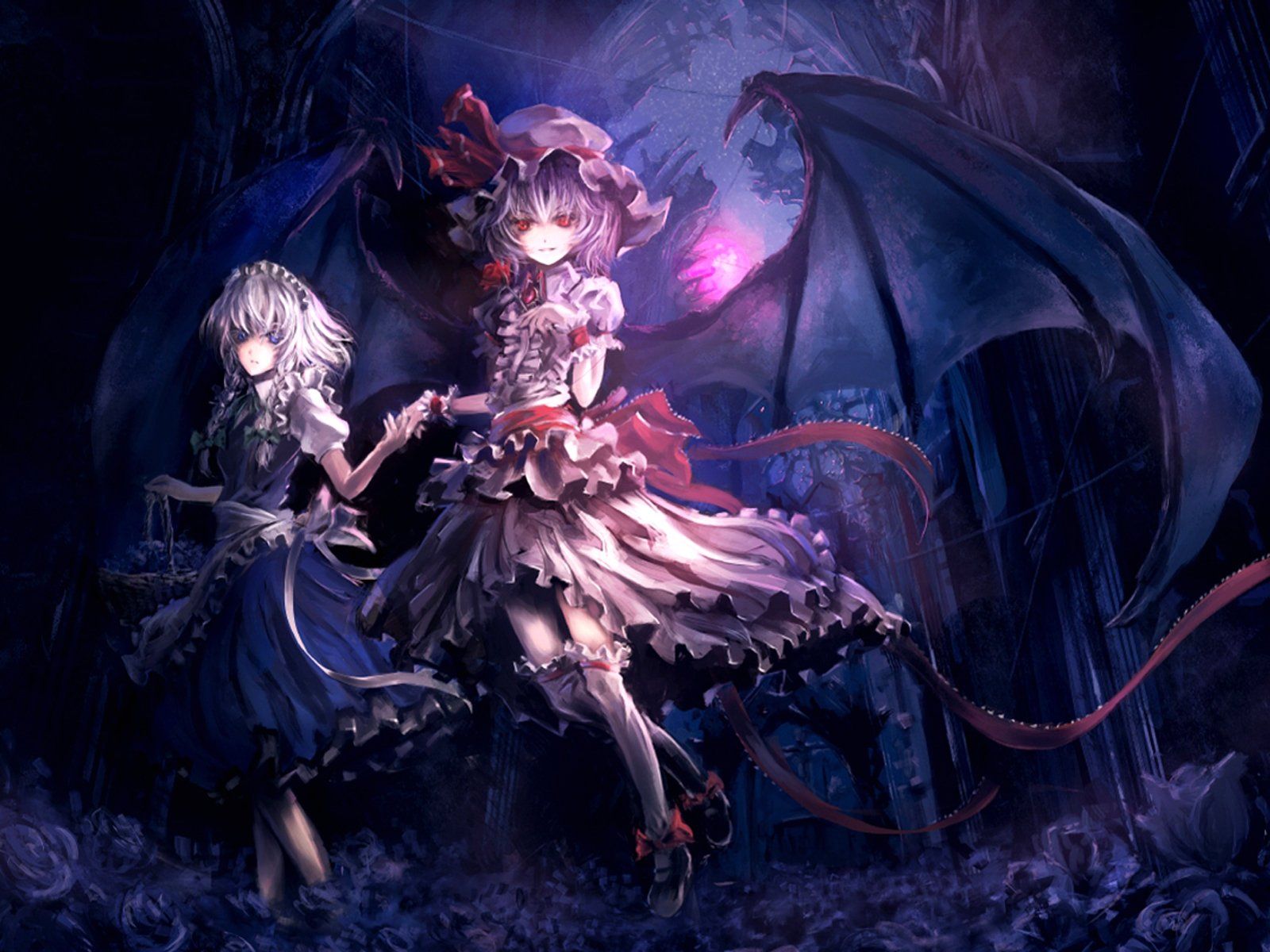 Anime Touhou Remilia Scarlet Sakuya Izayoi Vampire Maid Red Eyes