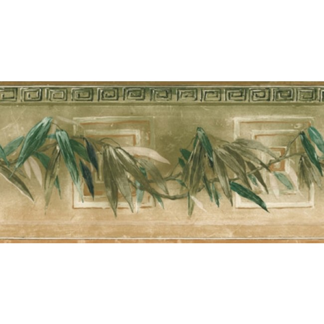 Free download Tropical Leaves and Greek Key Wallpaper Border All 4