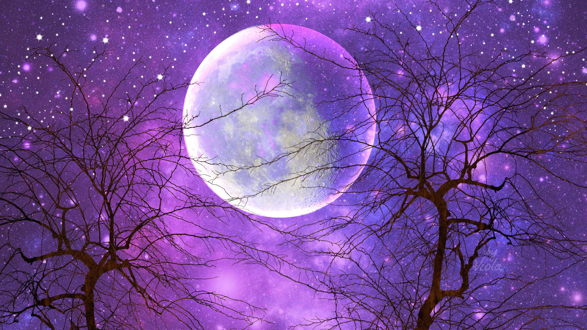 Moon Night Sky Wallpaper